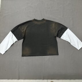 Men's Long Sleeve T-Shirt - Manufacturer - TS1891 100% Cotton Stone Acid Wash DTG Print Layered