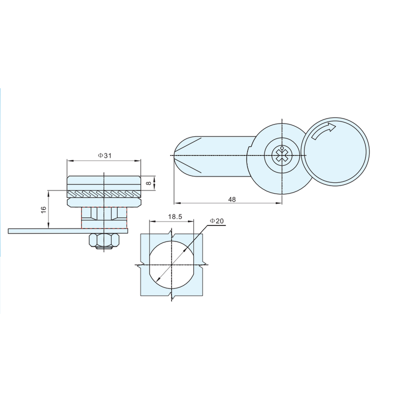 High Security Cam Lock - Manufacturer - Hengsheng A40 Quarter Turn Tubular Mailbox Cabinet Use