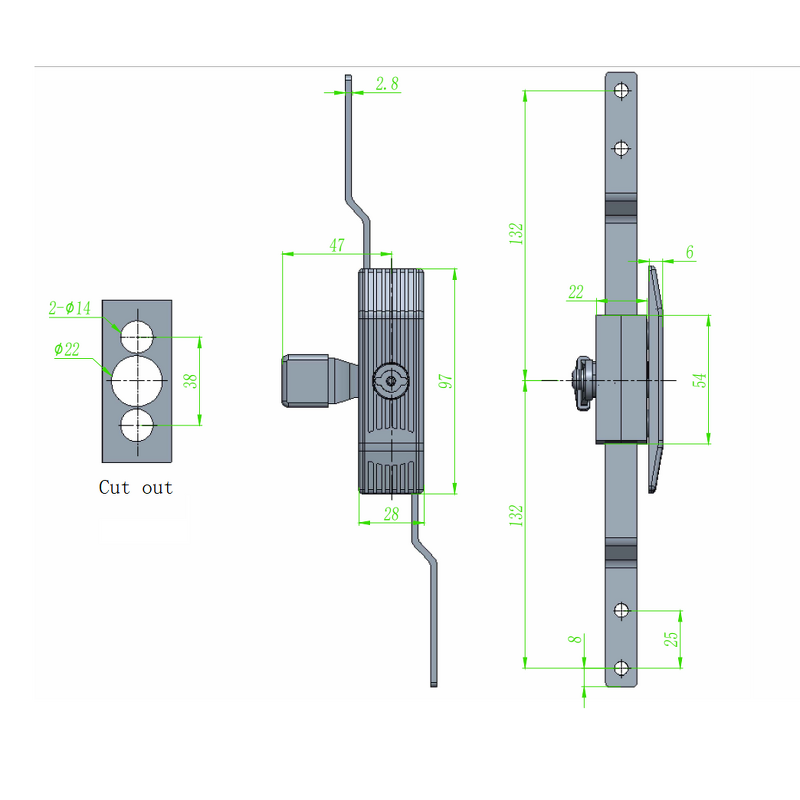 3 Point Security Lock - Manufacturer - MS820-1A Rod Control Lock and Keys Factory Direct