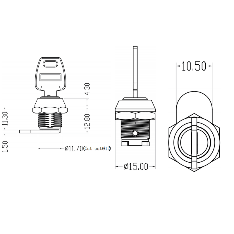 Electric Box Cam Lock - Manufacturer - Factory Direct MS826 Cam Cylinders Quarter Turn Locks
