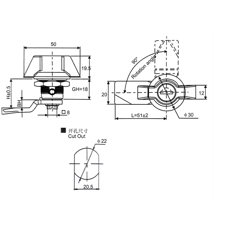 Quarter Turn Cam Latch - Manufacturer - Hengsheng Enough Stocks Electronic Cabinet Handle Lock