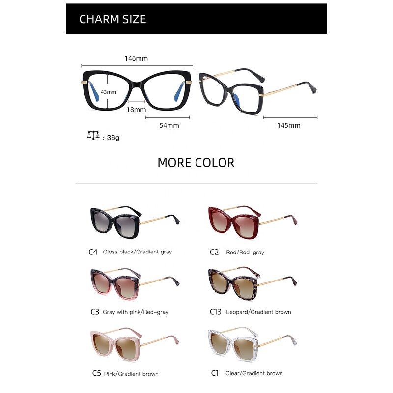 Glasses Manufacturer - Hot Sale Retro Metal Cat Eye Photochromic Blue Light Blocking Fashionable