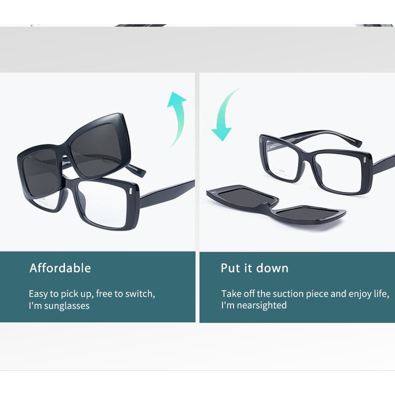 Sunglasses Manufacturer - Hot Sale Fashionable Magnetic Cat-eye Transparent Frame Anti Blue Light Polarizing