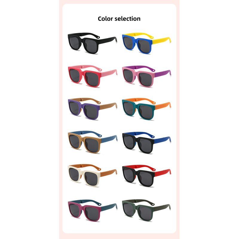 Kids Sunglasses Manufacturer - Foldable Portable Polarized Square with Custom Logo TPEE Frame