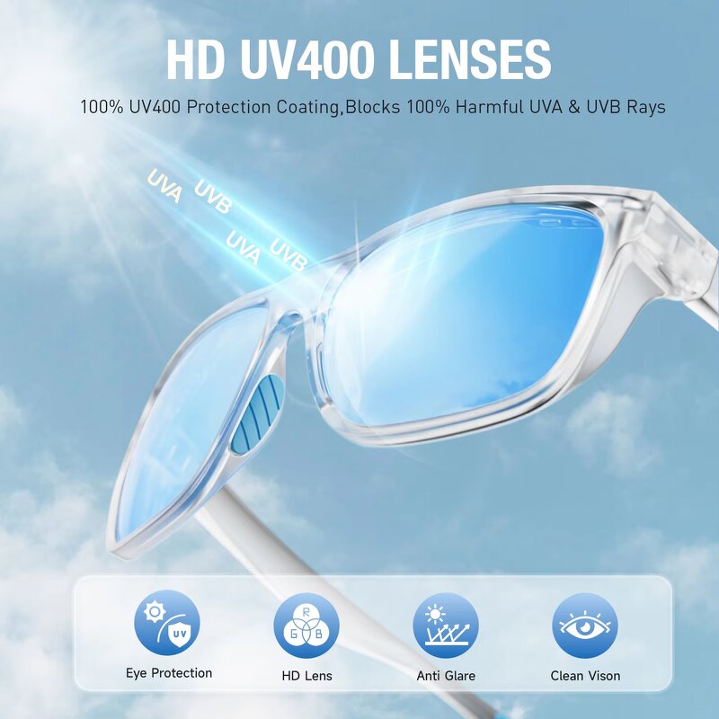 Sunglasses Manufacturer - Gafas Deportivas Transparent Square Frame UV400 Protection Sports Polarized