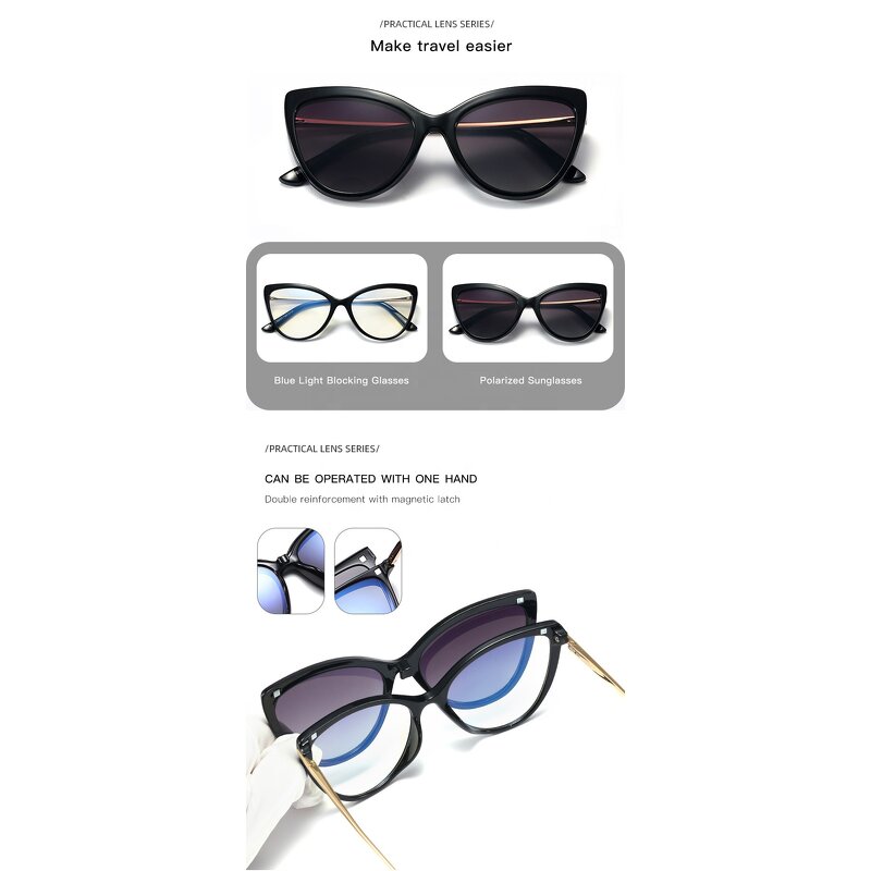 Glasses Manufacturer - High End Women UV400 Blue Light Protection Clip on