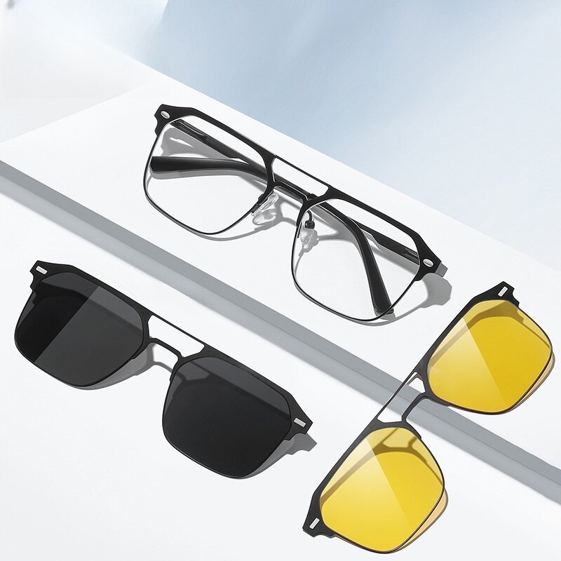 Sunglasses Manufacturer - 2025 Trending Men's Polarized Night Vision 1.1 Folding Magnetic Set Square Clip Anti-Radiation