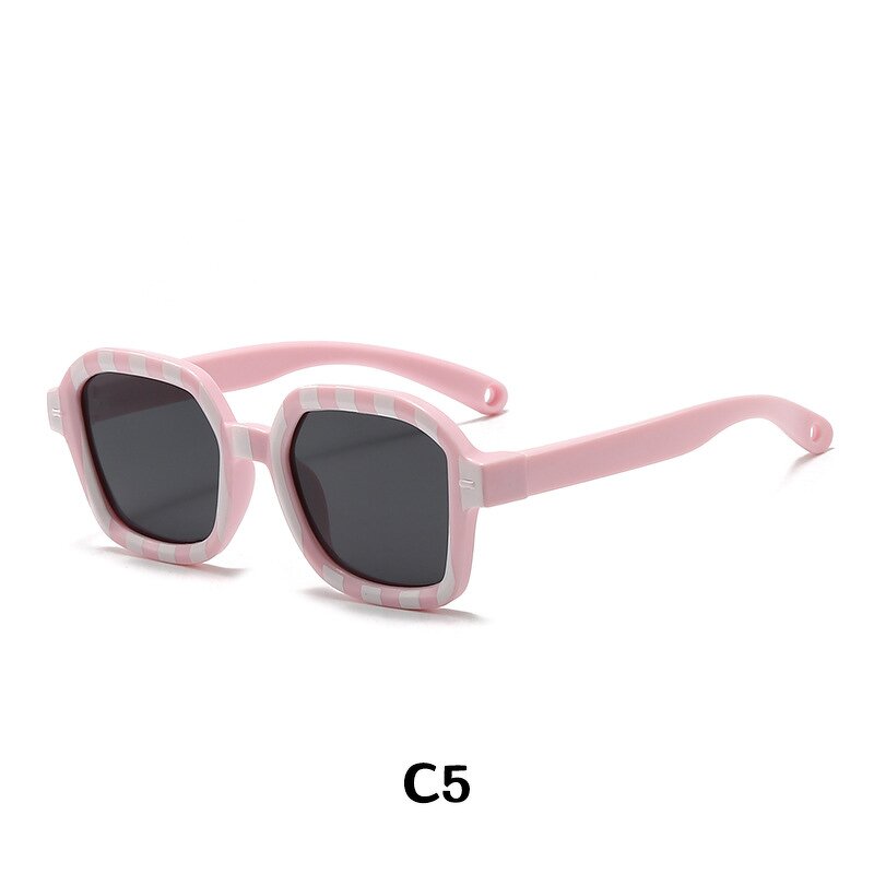 Kids Sunglasses Manufacturer - Cute Striped Print Square Frame TAC Lens with Custom Logo & UV Protection