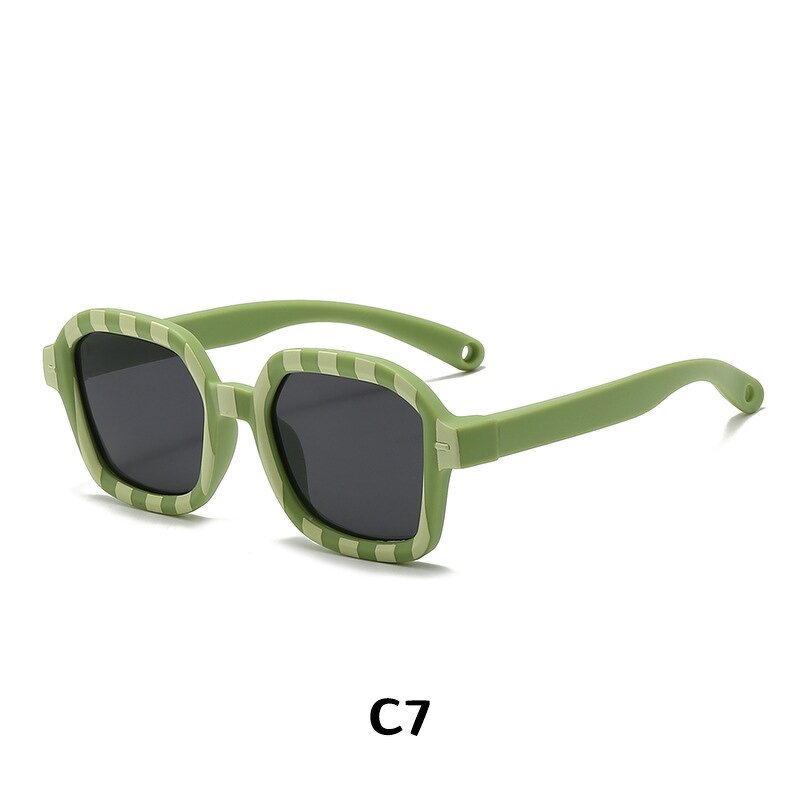 Kids Sunglasses Manufacturer - Cute Striped Print Square Frame TAC Lens with Custom Logo & UV Protection