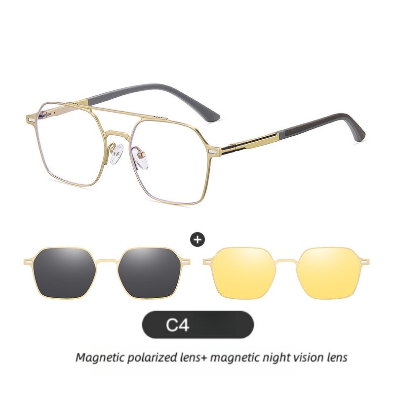 Sunglasses Manufacturer - 2025 Trending Men's Polarized Night Vision 1.1 Folding Magnetic Set Square Clip Anti-Radiation