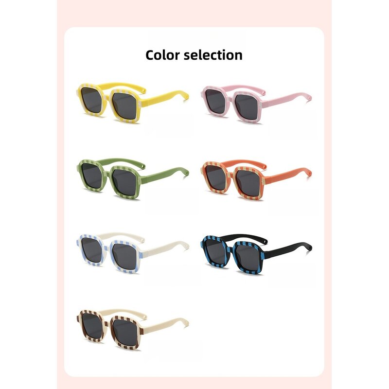 Kids Sunglasses Manufacturer - Cute Striped Print Square Frame TAC Lens with Custom Logo & UV Protection