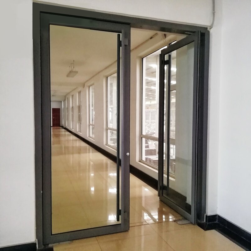Spring Double Doors Manufacturer - Custom Simple Style Aluminum Alloy KFC Shop Sliding