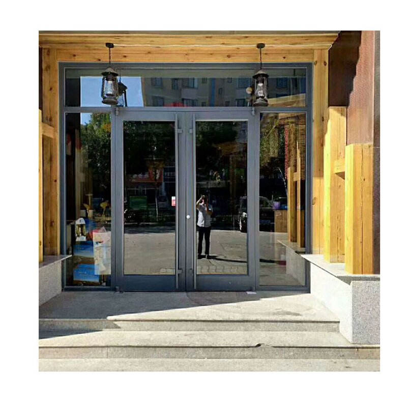 Glass Door Manufacturer - Facade Room Tempered See-through Stainless Steel Door Frame