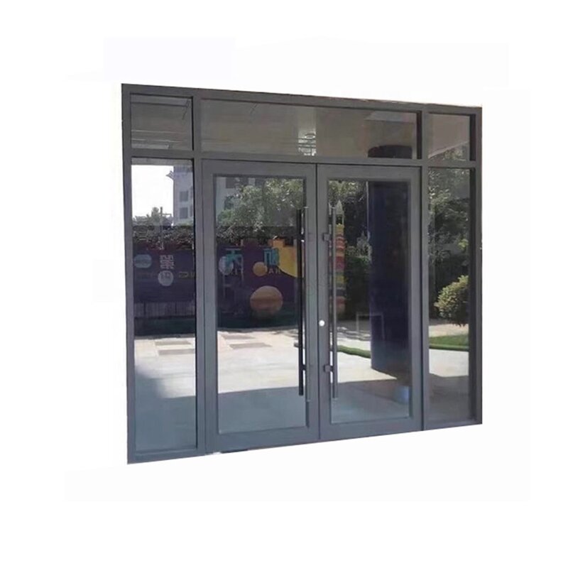 Shop Doors Manufacturer - Aluminum Frame Organic Tempered Glass with Ground Spring Door Closers