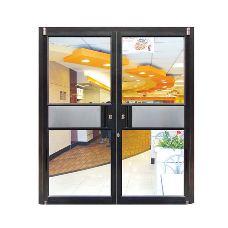 Shop Front Door Manufacturer - KFC Design Spring Floor Aluminum Frame Glass Durable Insulation High-grade