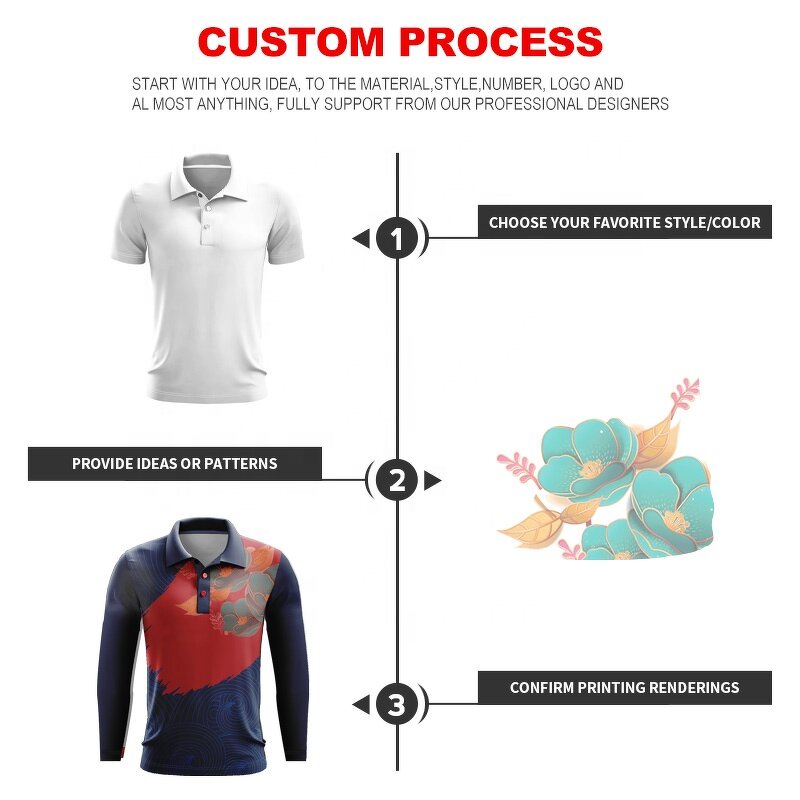 Polo Collar T-shirt - Manufacturer - Wholesale Men's Sublimation Breathable Long Sleeve Custom Logo