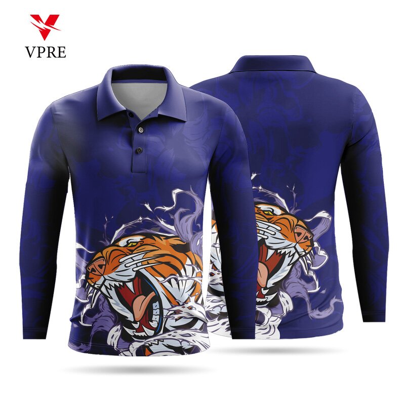 Men's Long Sleeve Polo - Manufacturer - Plus Size Custom Sublimation Embroidery Logo WP27
