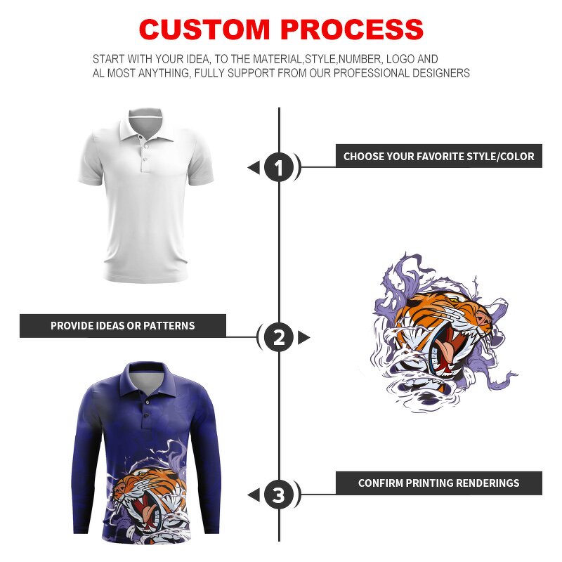 Men's Long Sleeve Polo - Manufacturer - Plus Size Custom Sublimation Embroidery Logo WP27