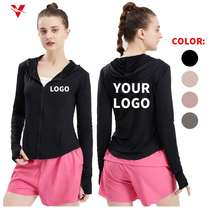 Female Yoga Jacket - Manufacturer - Wholesale Full Zipper Casual Loose Hooded Gym Sportswear 7104