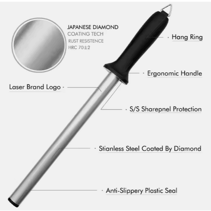 Knife Sharpen Tools Manufacturer - T-4 Lightweight 8/10/12inch Diamond Honing Steel Outdoor
