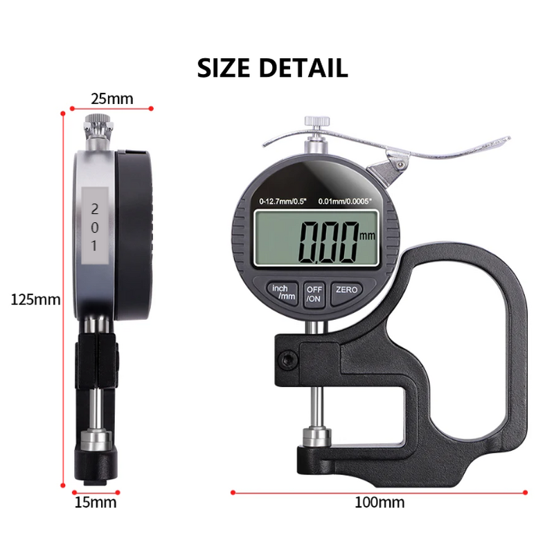 Digital Thickness Gauge Manufacturer - M-301 0-12.7mm Electronic for Paper Film Leather Measuring