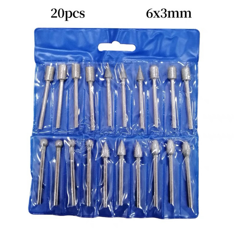 Diamond Grinding Heads Set Manufacturer - 20Pcs 3mm Shank Mini Drill Burrs for Rotary Tool
