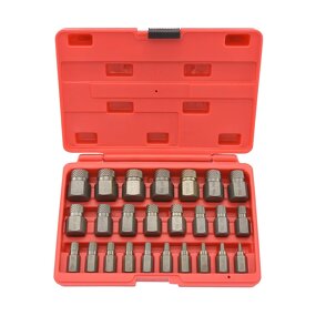 Bolt Extractor Set Manufacturer - 25pcs Chrome Molybdenum Steel Hex-Head Multispline 1/4 in Drive