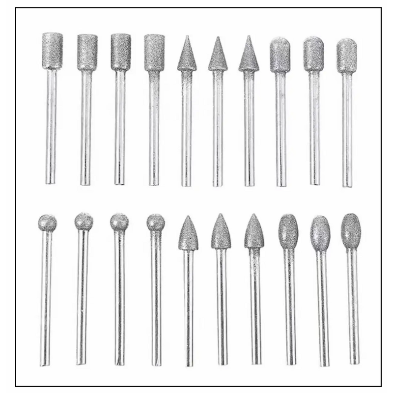 Diamond Grinding Heads Set Manufacturer - 20Pcs 3mm Shank Mini Drill Burrs for Rotary Tool
