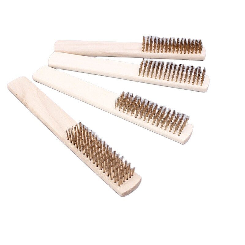 Wire Brush Manufacturer - Stainless Steel Wooden Handle Brass for Industrial/DIY Polishing and Cleaning