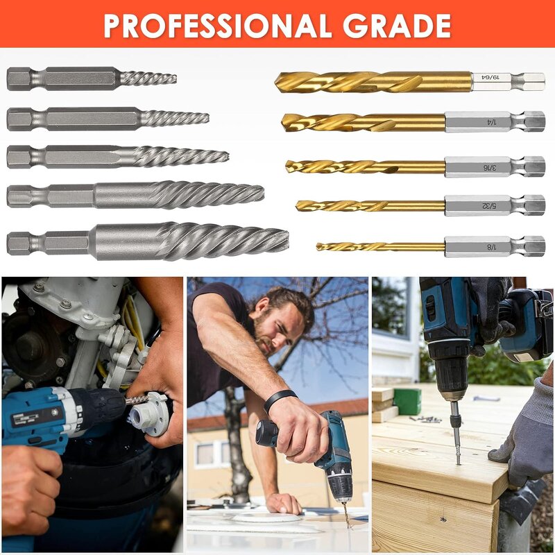 Bolt Extractor Set Manufacturer - Hot Sale 11pcs DIY Grade & Left Hand Drill Bit Set for Removing Stripped Screws