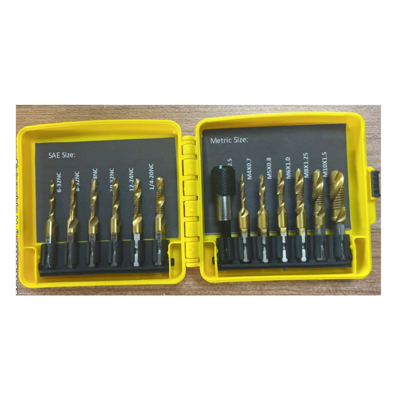 Screw Tapping Bit Tool Manufacturer - 3-in-1 Titanium Coated with Quick-Change Adapter 13 PCS UNC Metric