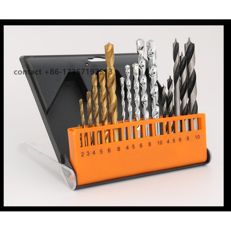 Drill Bit Set Manufacturer - 16pcs HSS Twist Masonry Three Point for Concrete Wall Wood Plastic Aluminum