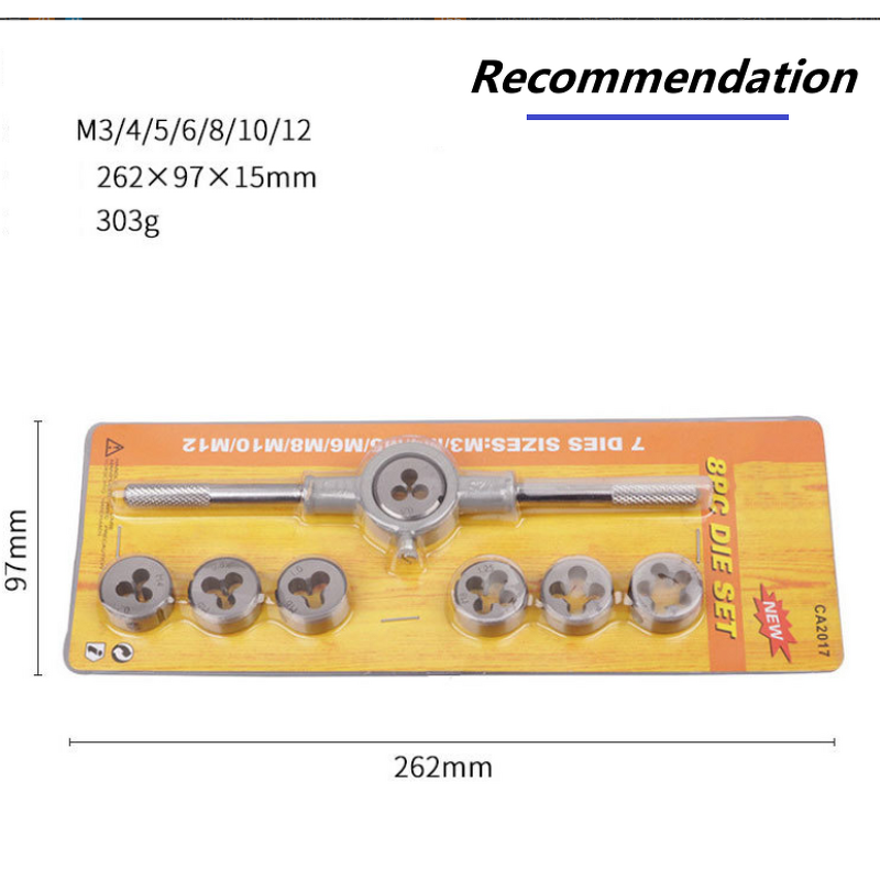 Tap and Die Set Manufacturer - Industrial M3~M12 8pcs Plug Hand Tapping with Wrench