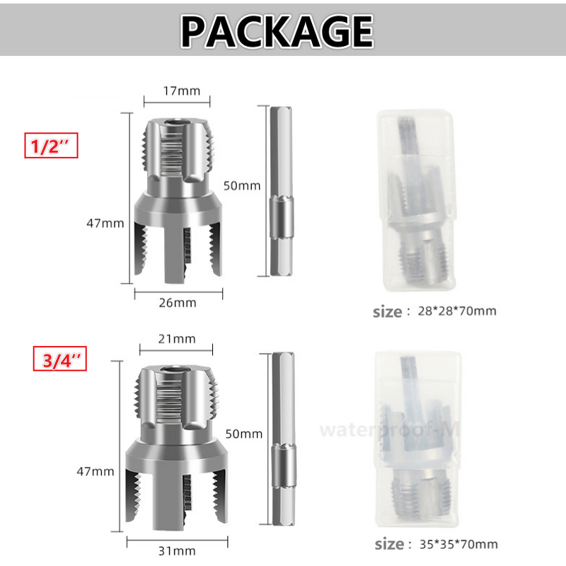 Threading Tool Manufacturer - 1/2 Inch 3/4 Inch Hex Shank for PPR PE PVC Water Pipe Internal External Tapping