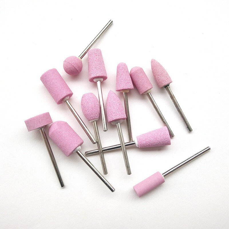 Nail Drill Bits Set Manufacturer - Hot Sale 12pcs Aluminum Oxide 6mm Electric Manicure Pink Pedicure Milling Files