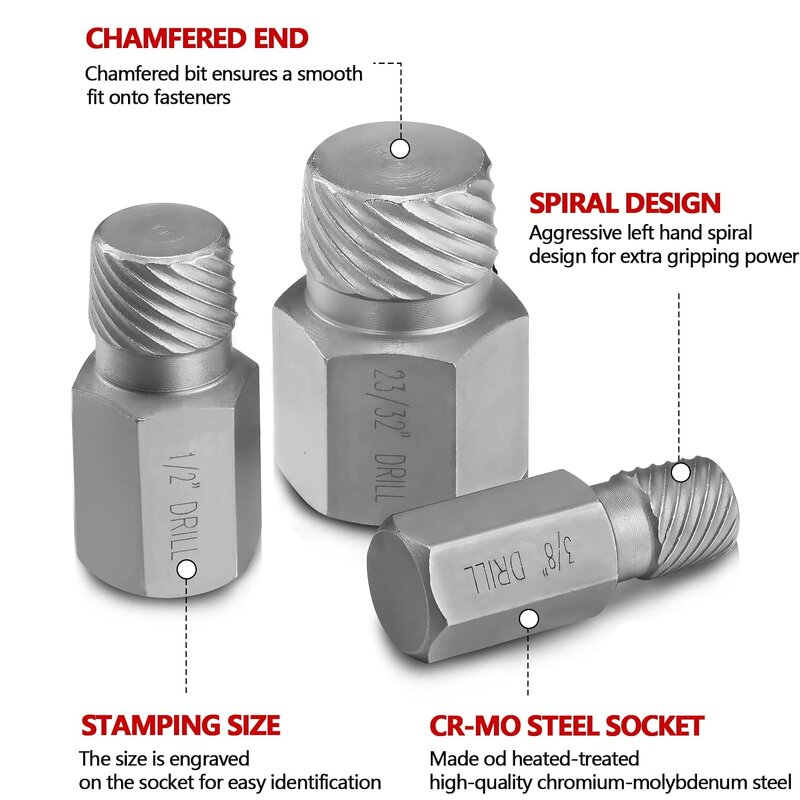 Bolt Extractor Set Manufacturer - 25pcs Chrome Molybdenum Steel Hex-Head Multispline 1/4 in Drive