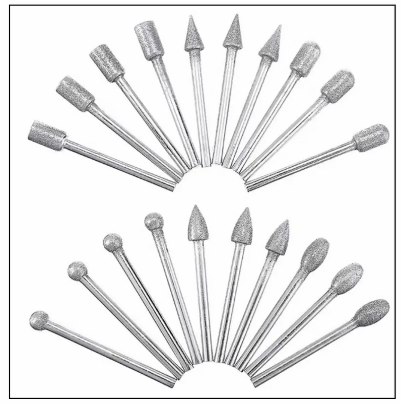 Diamond Grinding Heads Set Manufacturer - 20Pcs 3mm Shank Mini Drill Burrs for Rotary Tool