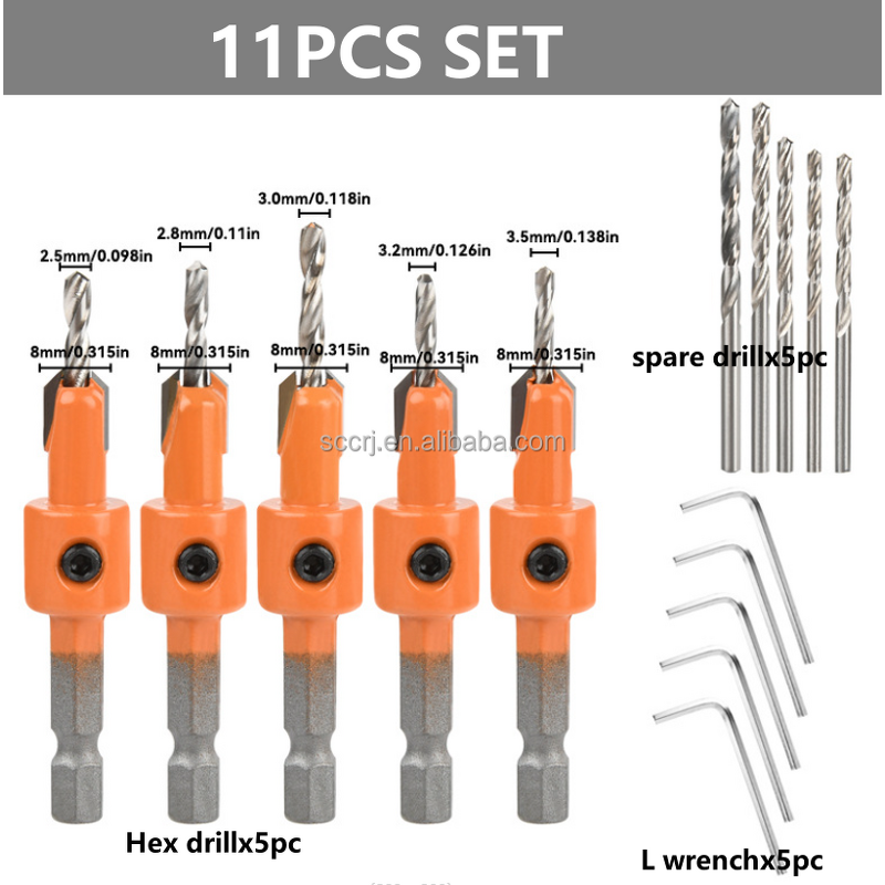 Countersink Drill Bit Set Manufacturer - Tungsten Carbide with Quick Change Screw Chamfer Ladder Router