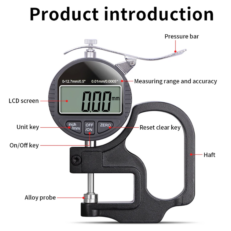 Digital Thickness Gauge Manufacturer - M-301 0-12.7mm Electronic for Paper Film Leather Measuring