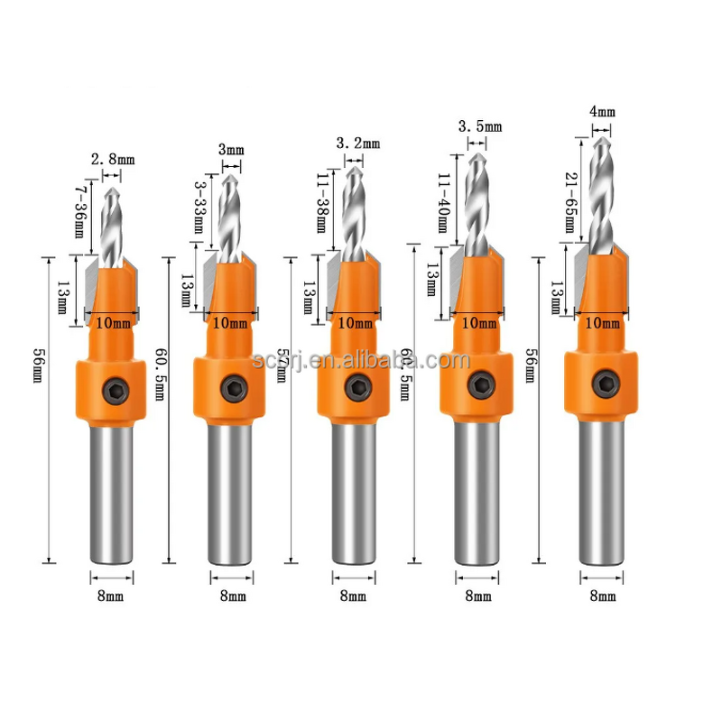 Countersink Drill Bit Set Manufacturer - Tungsten Carbide with Quick Change Screw Chamfer Ladder Router