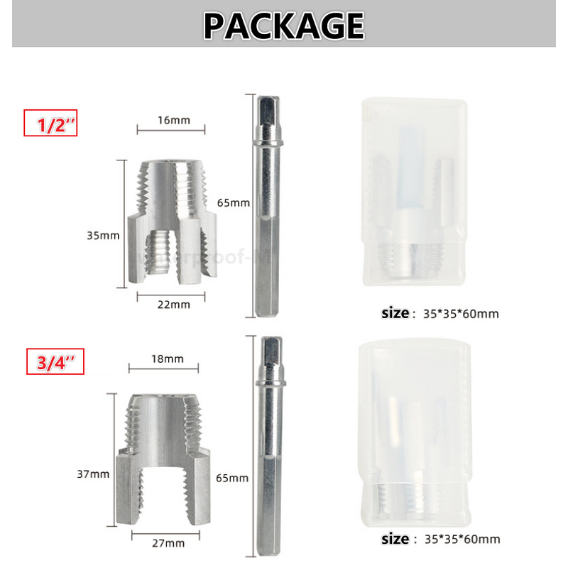 Threading Tool Manufacturer - 1/2 Inch 3/4 Inch Hex Shank for PPR PE PVC Water Pipe Internal External Tapping