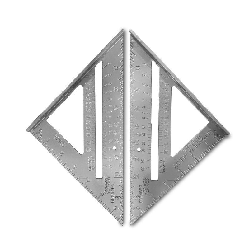 Carpenter Square Manufacturer - Hot Sale 7'' Aluminum Alloy Roofing Triangle Ruler Gauging Woodworking Tool