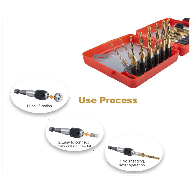 Screw Tapping Bit Tool Manufacturer - 3-in-1 Titanium Coated with Quick-Change Adapter 13 PCS UNC Metric