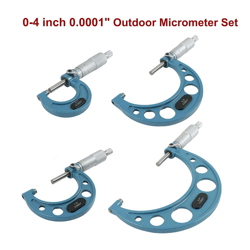 Outside Micrometer Set Manufacturer - 4pcs Machinist Tool 0-4" 0-100mm 0.01mm Accuracy Carbide with Standards