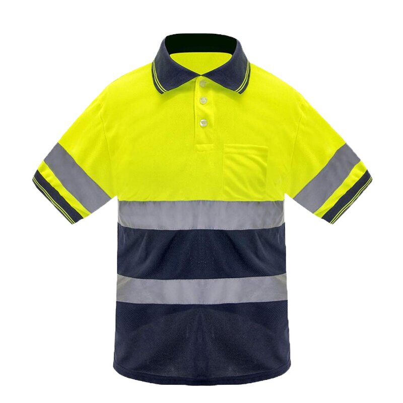 Hi Vis Polo T-Shirt - Manufacturer - Class 3 Short Sleeve Quick Dry LED Flash Waterproof Cotton FG-02S