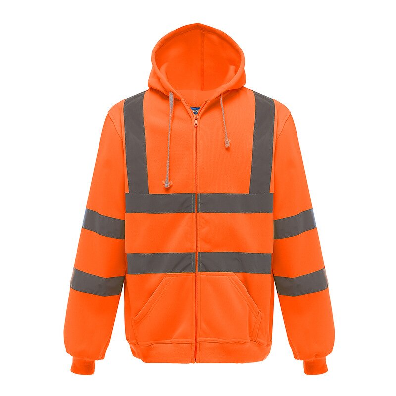 Hi Vis Fleece Jacket - Manufacturer - Winter Class 3 Orange Lined Reflective Safety Work Sweatshirt