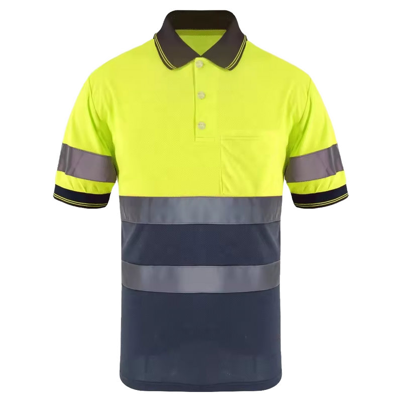 Hi Vis Polo T-Shirt - Manufacturer - Class 3 Short Sleeve Quick Dry LED Flash Waterproof Cotton FG-02S
