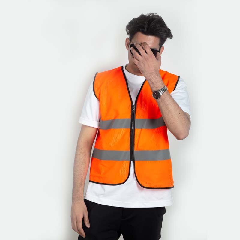 Reflective Safety Vest - Manufacturer - Custom LOGO Printing Orangered Reflective Tape Work Wear