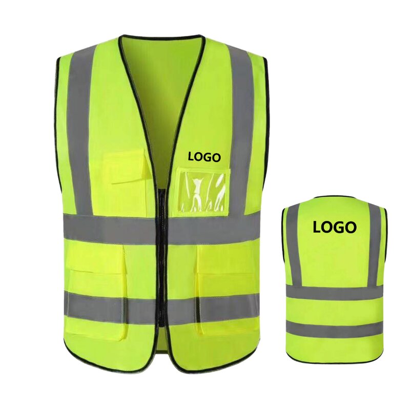 Engineer Safety Vest - Manufacturer - High Visibility Polyester W/Reflective Logo Zipper Pockets