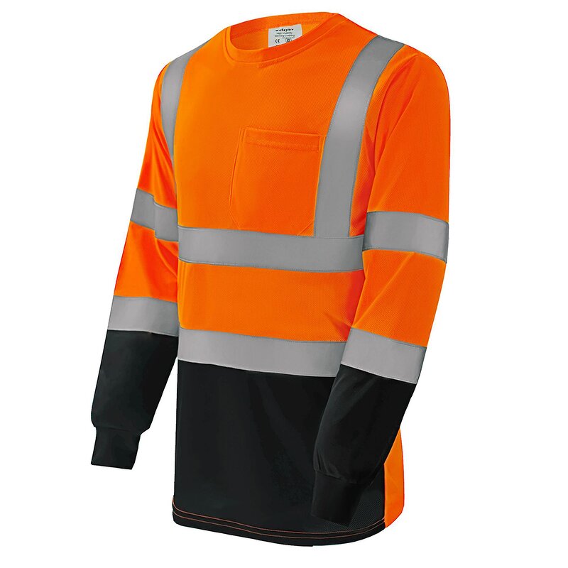 Long Sleeve Work Shirt - Manufacturer - Men's Construction HI Vis 100% Polyester Quick Dry Custom Logo
